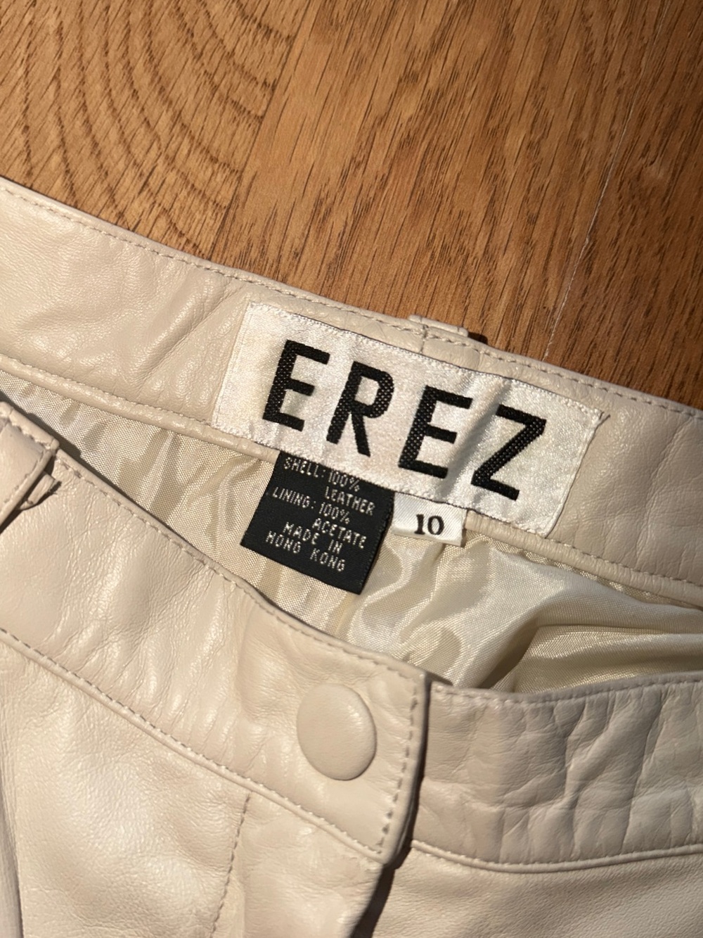 VINTAGE - EREZ - CREAM BEIGE 100% genuine Leather pants women’s size 10